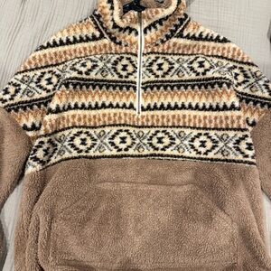 Entry Tan and Black Patterned Women's Hoodie